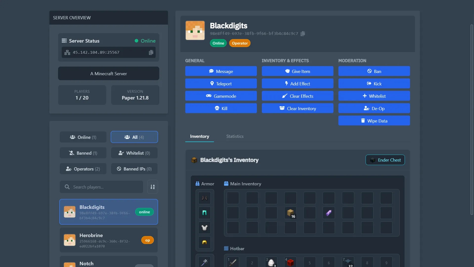 Minecraft Player Manager