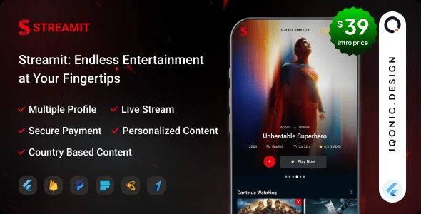 Streamit - OTT Streaming Flutter App (Add-on) | Scriptzhub