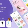 Flutter : Pets product shop with adoption UI template + Android app Template + IOS app Template