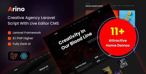Arino - Creative Agency Laravel Script With Live Editor CMS - CodeCanyon Item for Sale
