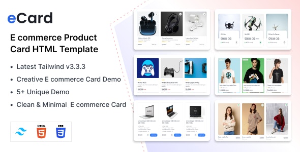 eCard - Tailwind E-commerce Product Card Section Template - CodeCanyon Item for Sale