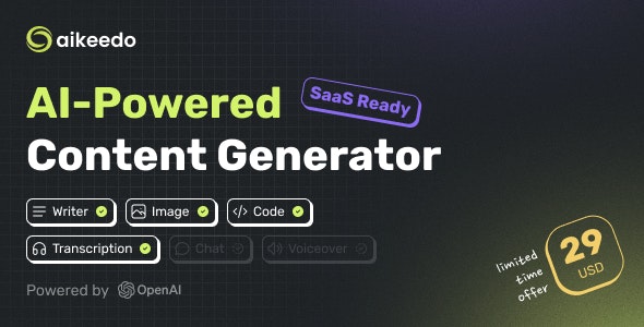 Aikeedo - AI Powered Content Platform - SaaS Ready - CodeCanyon Item for Sale
