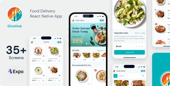 DineHub - Restaurant Food Delivery App | Expo SDK 49.0.13 | TypeScript | Redux Store - CodeCanyon Item for Sale