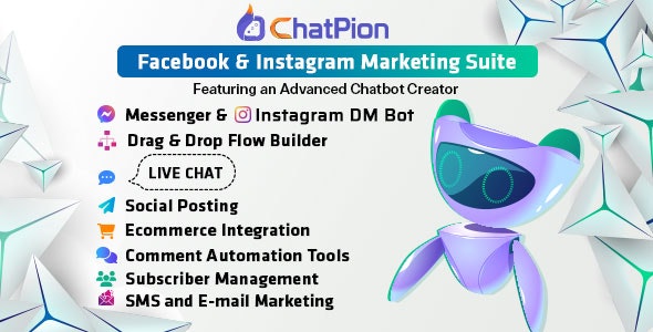 ChatPion: AI Chatbot for Facebook, Instagram, eCommerce, SMS/Email & Social Media Marketing (SaaS) - CodeCanyon Item for Sale
