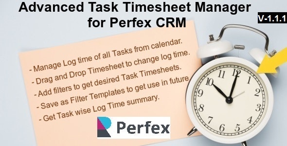 Advanced Task Timesheet Manager Module for Perfex CRM - CodeCanyon Item for Sale