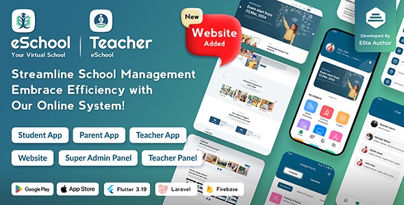 eSchool - School Management System with Student | Parents | Teacher Flutter App | Laravel Admin - CodeCanyon Item for Sale