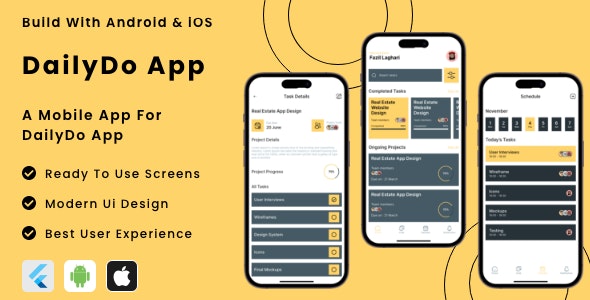 DailyDo App - Online Daily Task Manager App Flutter | Android | iOS Mobile App Template - CodeCanyon Item for Sale
