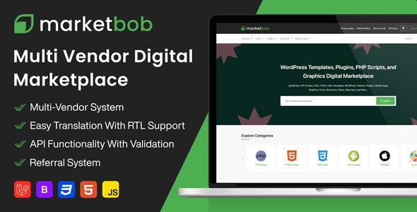 Marketbob - Multi-Vendor Digital Marketplace - CodeCanyon Item for Sale