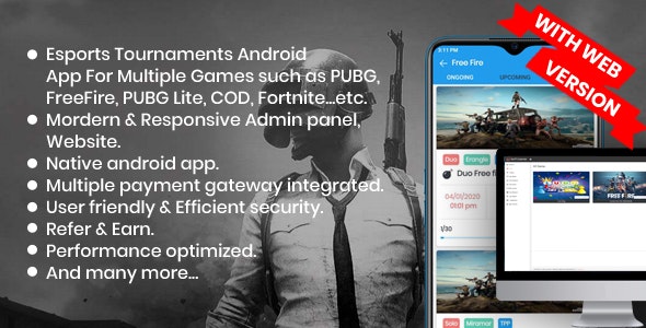 BattleMania With Web version - Tournament App with Website & Admin Panel for PUBG / Free Fire / COD - CodeCanyon Item for Sale