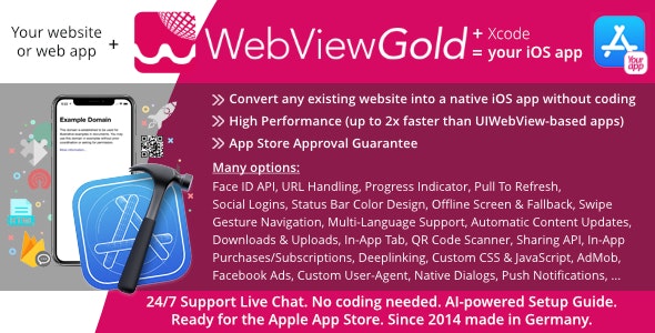 WebViewGold for iOS | Convert website to iOS app | No Code, Push, URL Handling & much more! - CodeCanyon Item for Sale