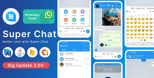 Super Chat - Android Chatting App with Group Chats and Voice/Video Calls - Whatsapp Clone - CodeCanyon Item for Sale