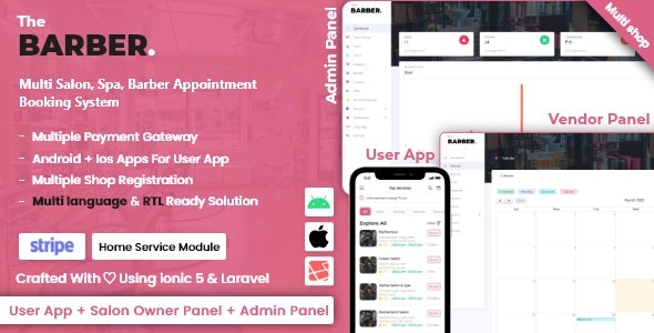 Multi Salon, Spa, Barber Appointment Booking System | Adminpanel | Salon Owner Panel - saas - CodeCanyon Item for Sale