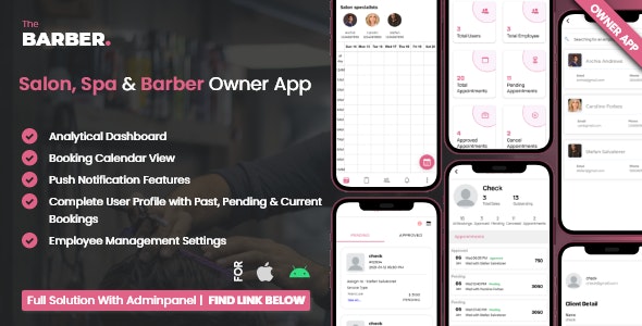 Owner App For Multi Salon, Spa, Barber Appointment Booking System - CodeCanyon Item for Sale