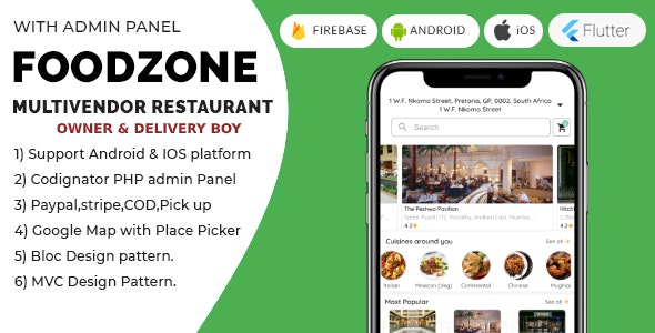 FoodZone Multivendor Mobile Application with PHP Admin+web+driver+owner Flutter 3.x - CodeCanyon Item for Sale